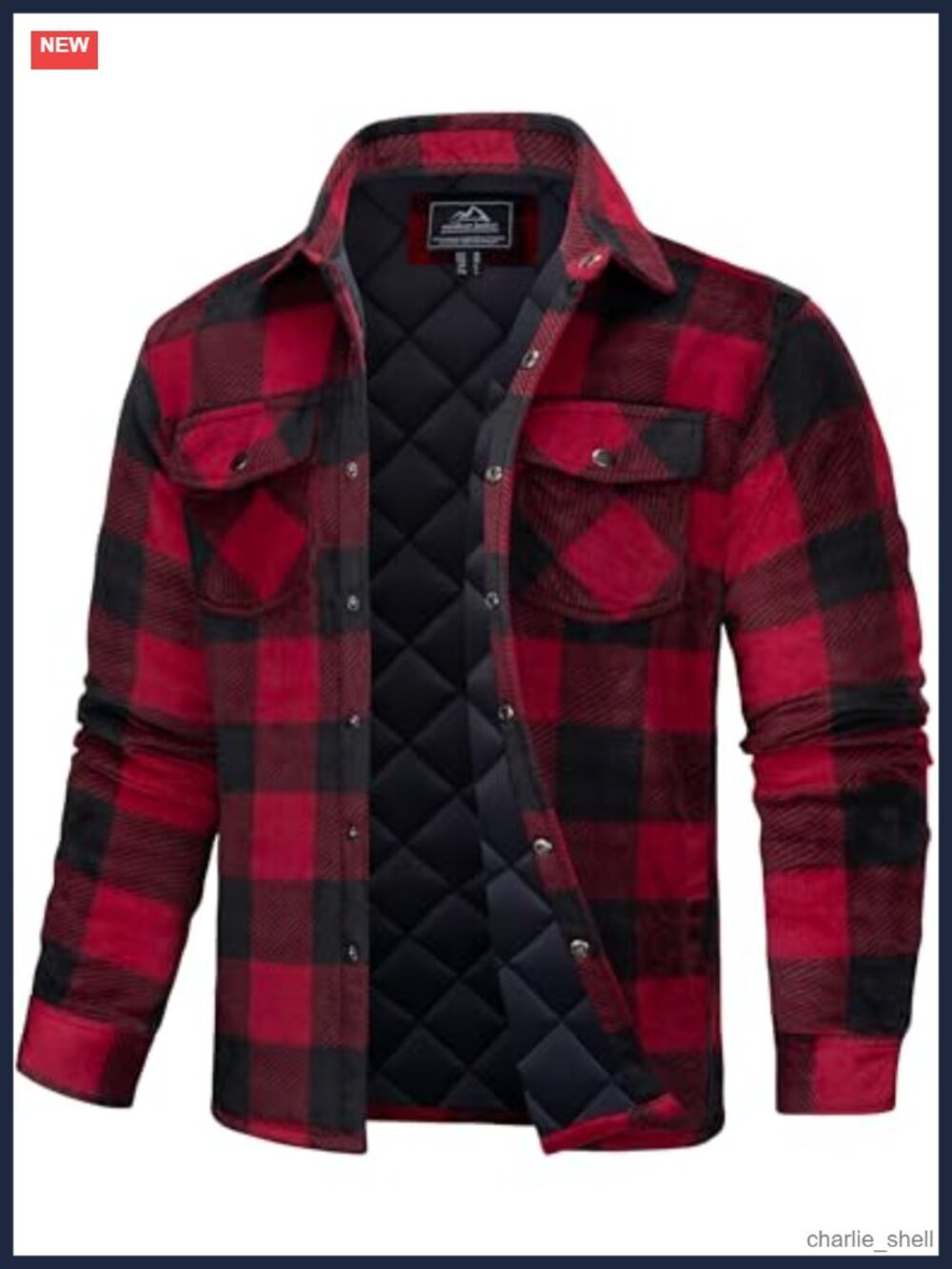 Men's Flannel Shirt Jacket Quilted Lined Button Down Plaid